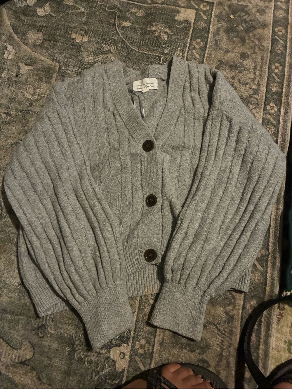 Collete Hayman Light Gray Ribbed Button Front Cardigan